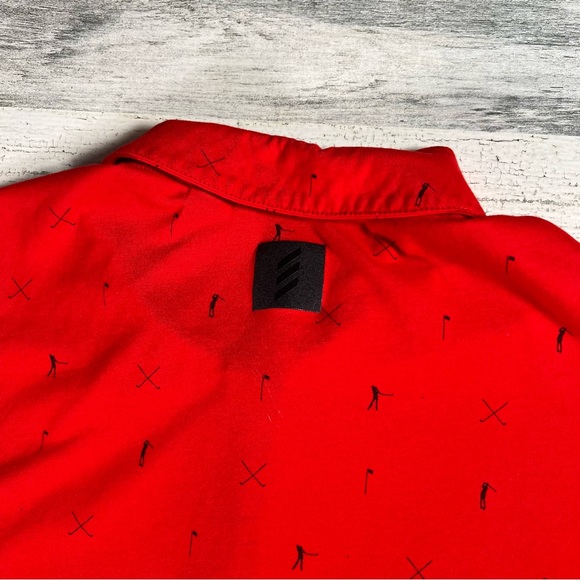 Adidas Men’s Adicross Golf Polo Shirt Red/Black Crossed Clubs Size Large FI6505 - Picture 4 of 8